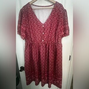 SHEIN Red Floral Dress